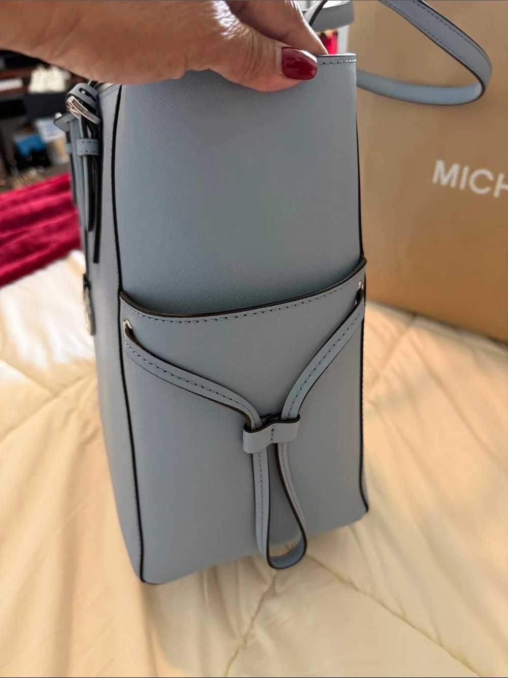 Michael Kors Light Blue Saffiano Leather Tote - Picture 5 of 7